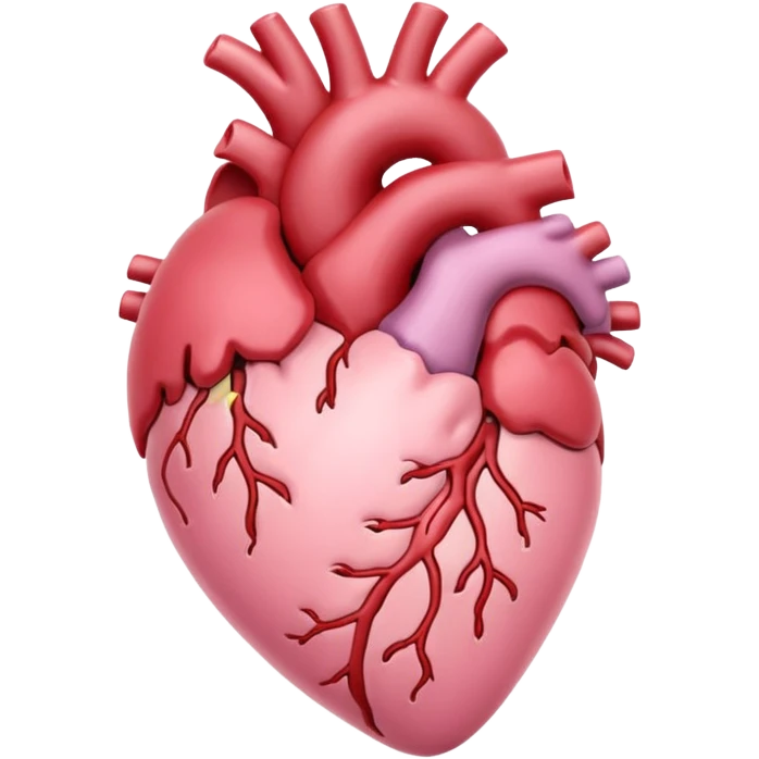 Anatomical heart, very soft pastel pink, light, iOS emoji style, variation 1 emoji