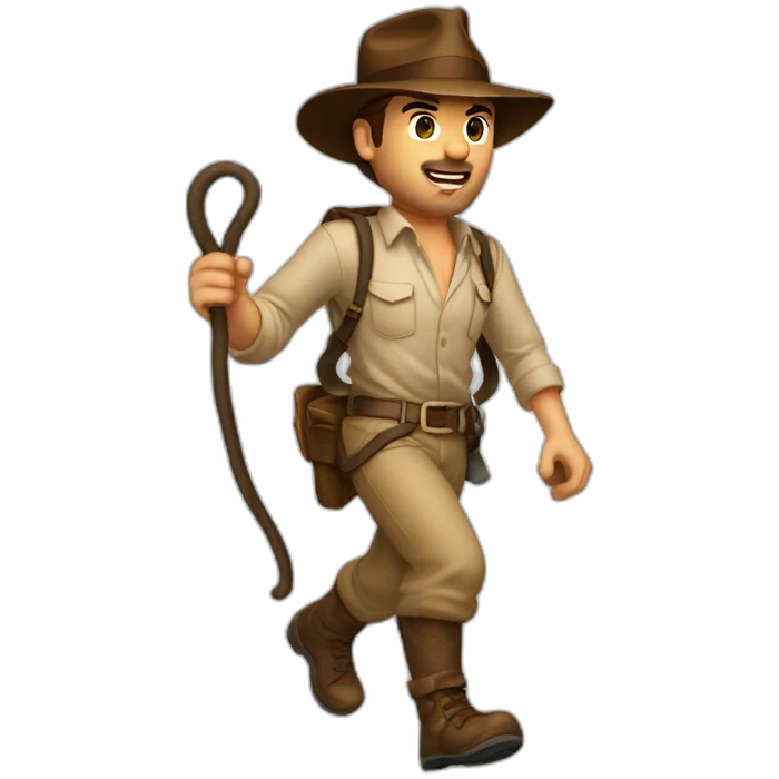 indiana jones walking on the mountain with a whip emoji