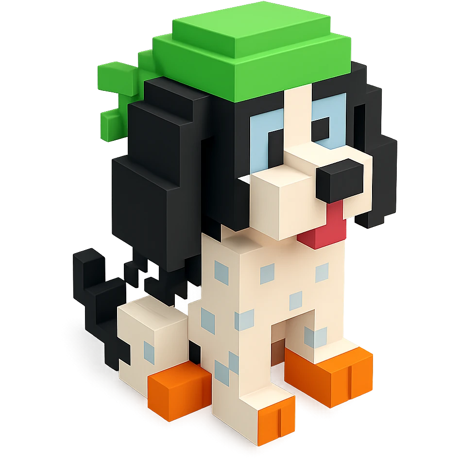 A black and white Russian Cocker Spaniel puppy wearing a durag, sitting emoji