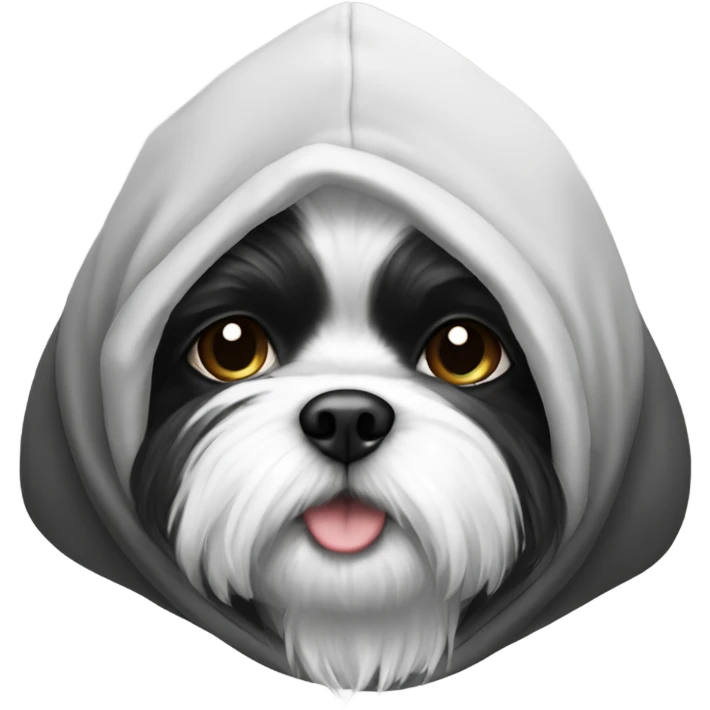Black and white shitzu in a hoodie emoji
