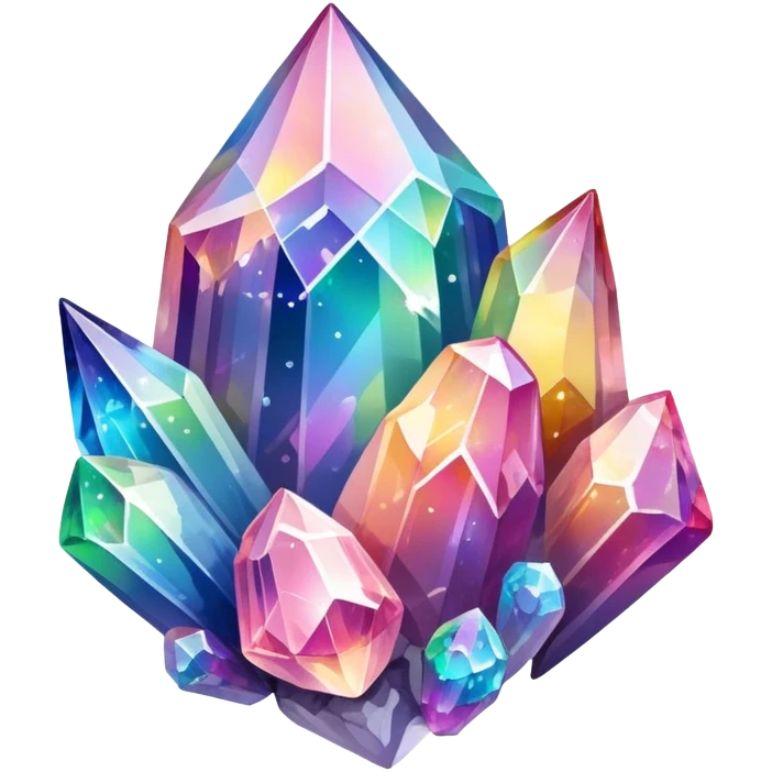 rainbow quartz crystal formation with multiple colorful points emoji