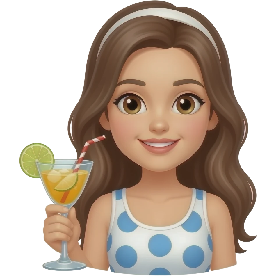 a girl on a cruise ship with a cocktail emoji