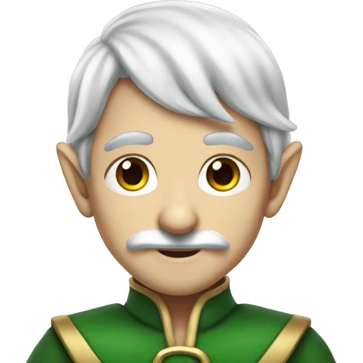 a young white haired elf with a big black mustache disgui emoji