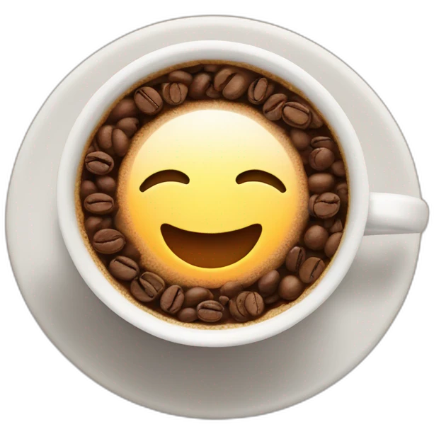 nice cup of coffee with coffee beans overflowing emoji
