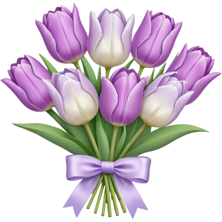 Pastel lilac tulip bouquet with bow emoji