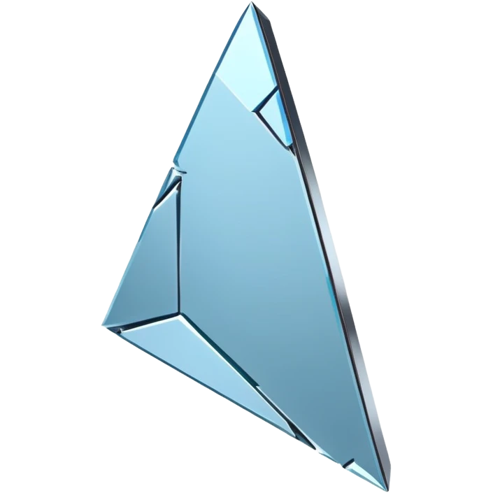 broken mirror shard emoji, sharp chrome edges, high contrast reflections, futuristic minimal 3D style, isolated on white emoji