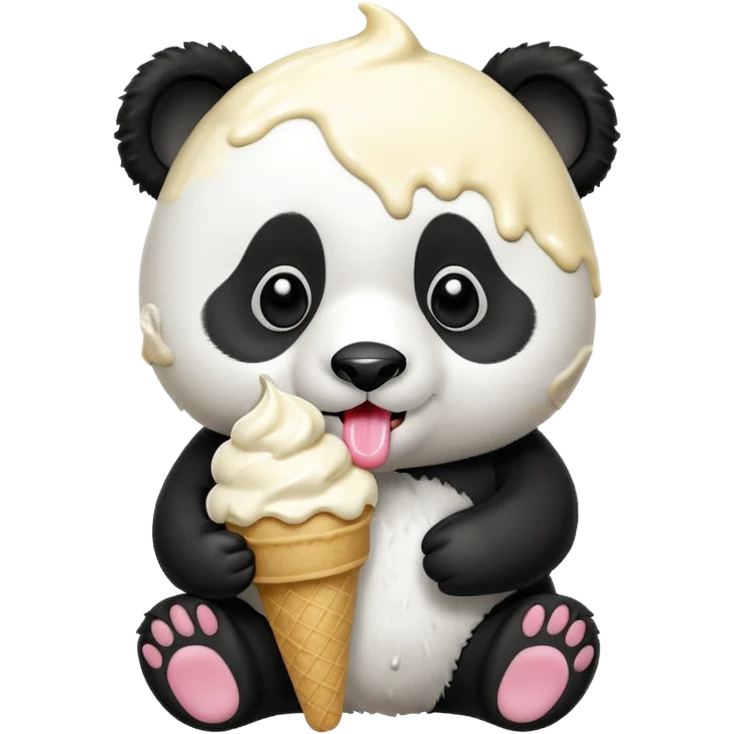 Panda eating ice cream emoji