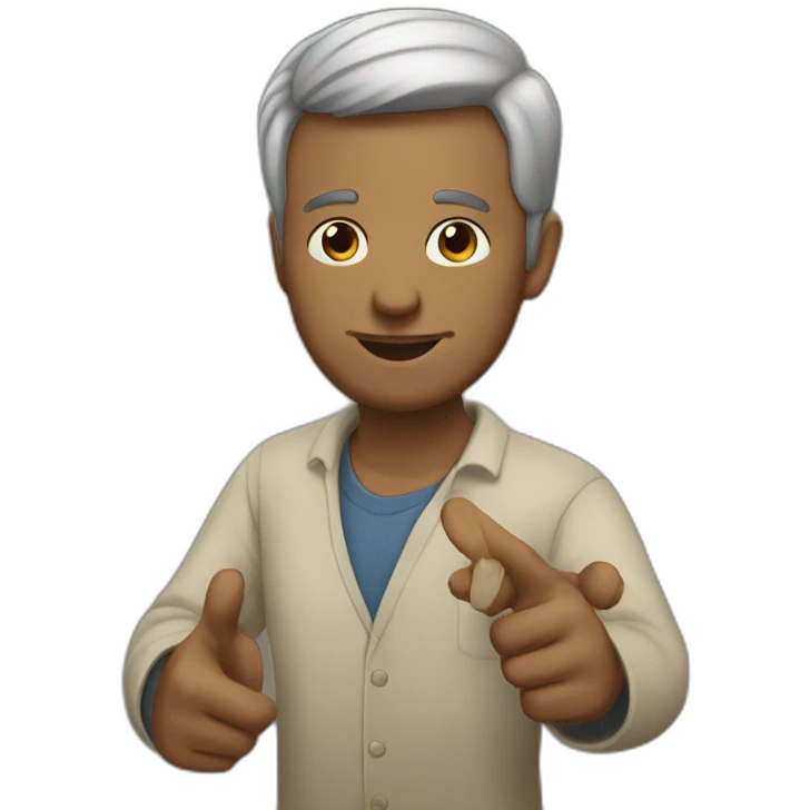 man teaching emoji