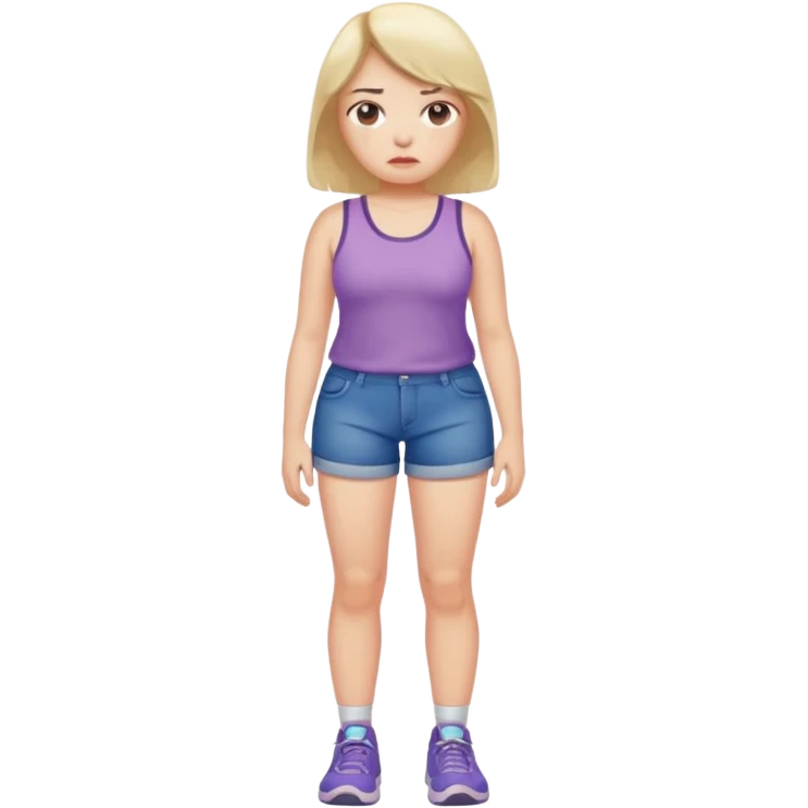 Sad girl with cellulite on legs emoji