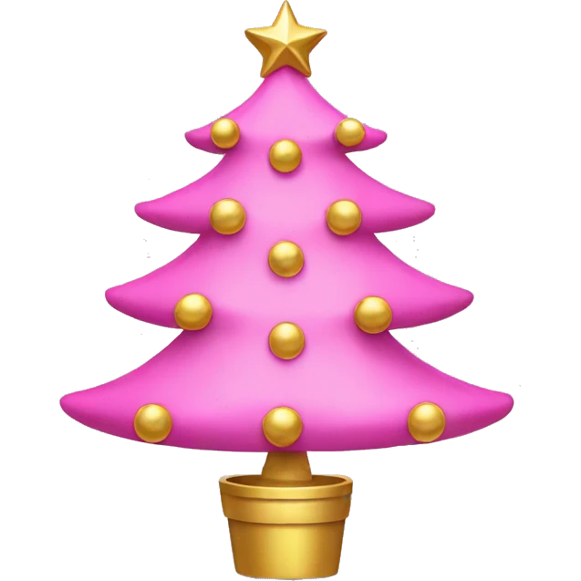 pink christmas tree with gold ornaments  emoji