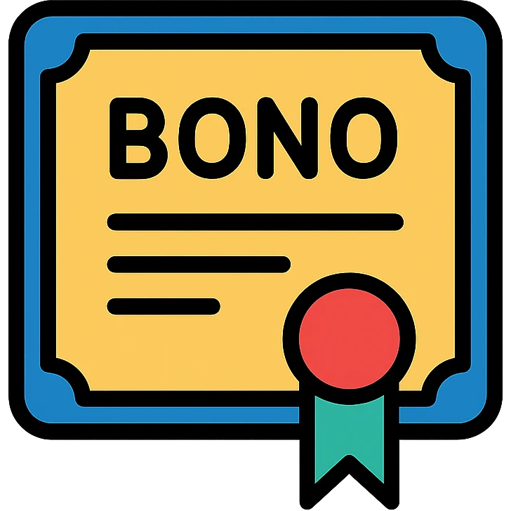 simple financial bond icon with the word 'bono' emoji