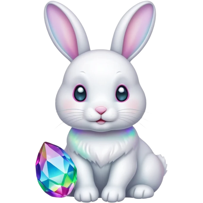 White Bunny with colours cristal emoji
