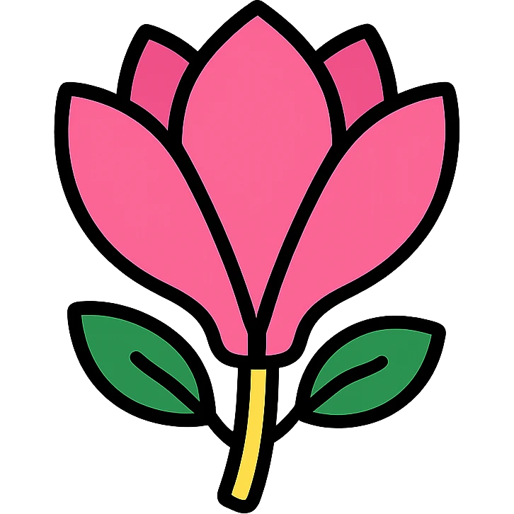 magnolia flower, color outline icon emoji