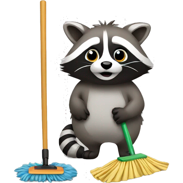 raccoon with a mop emoji