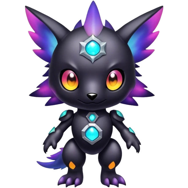 Cute cool colorful dark nebula Digimon-animal-hybrid full body emoji