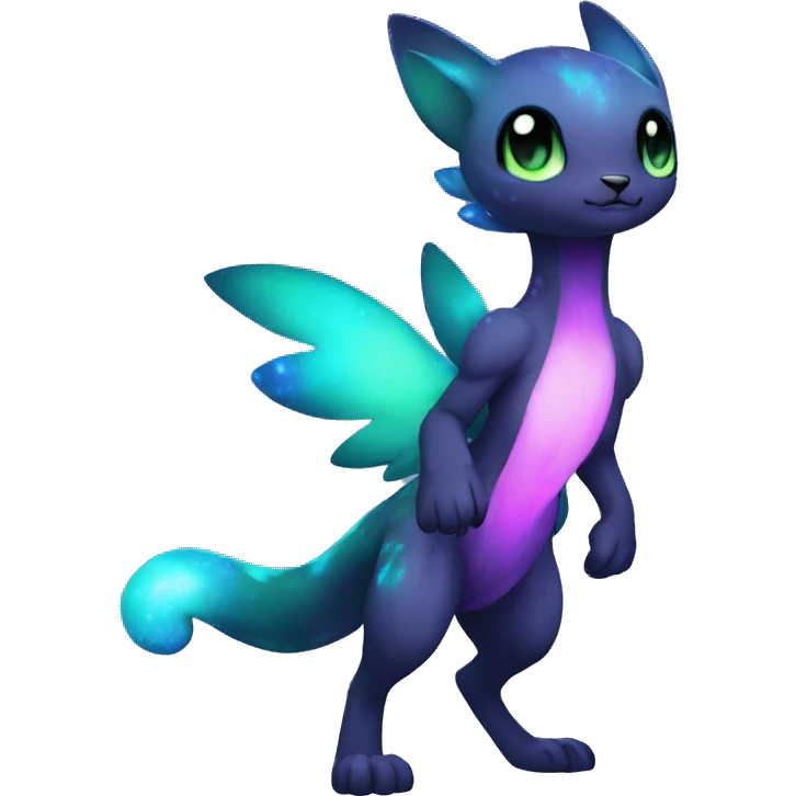 Cute cool black nebula green blue purple pink animal hybrid Fakemon full body emoji