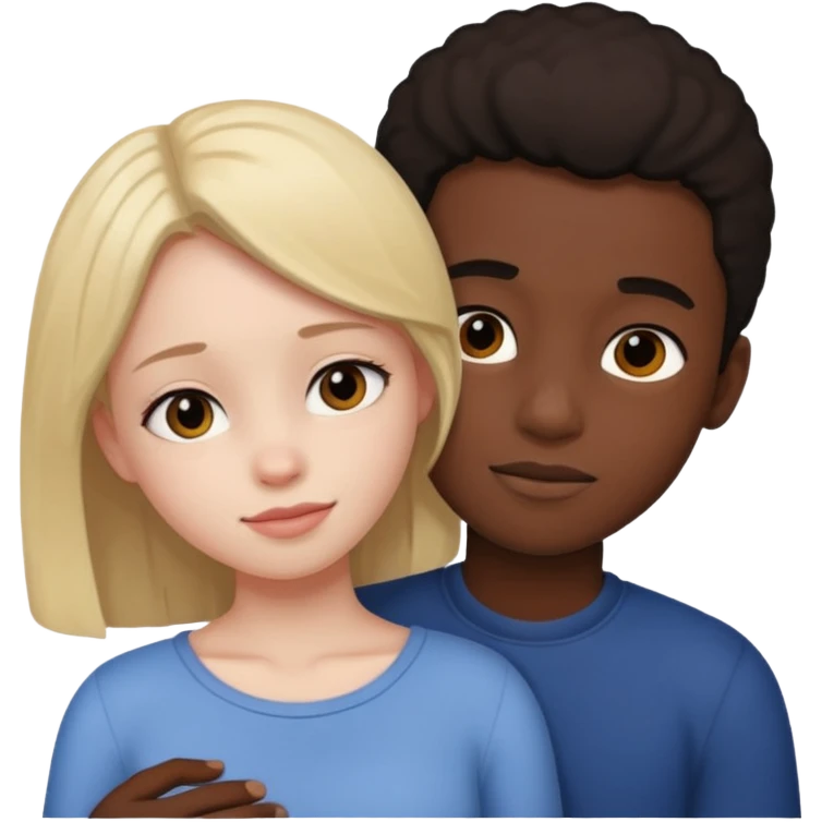 Fille embrassement un garçon noir emoji