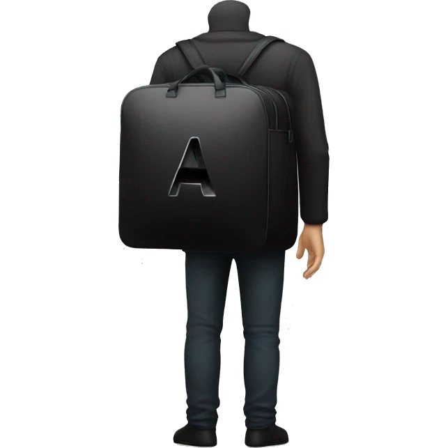 bag looking like alphabet letter A. modern style. all black emoji
