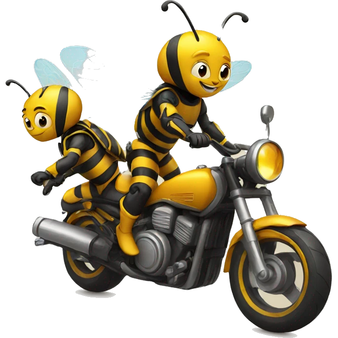 two bees riding a motorcycle emoji