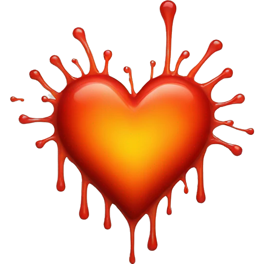 bleeding red heart shape glowing red-orange emoji