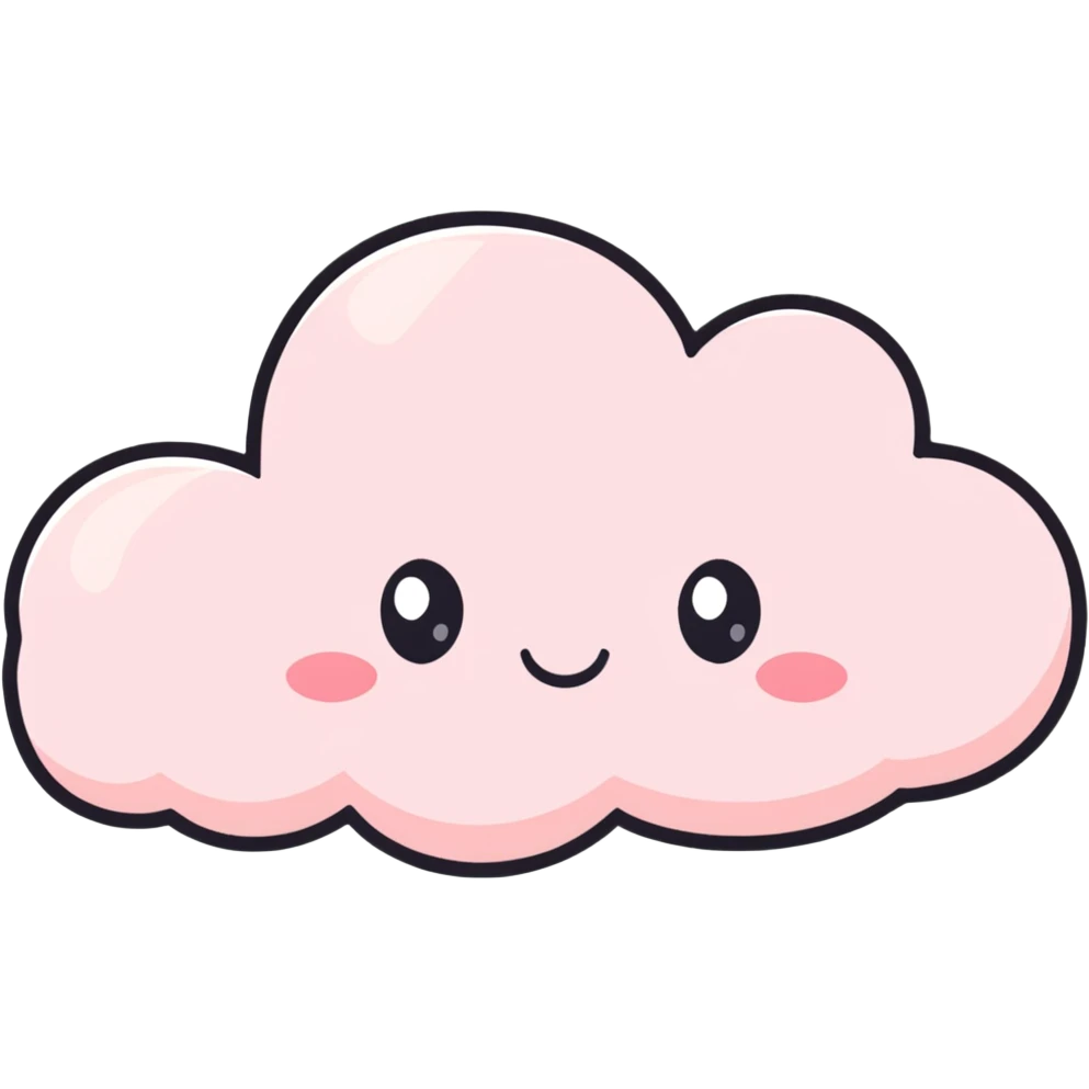 soft kawaii cloud with cute blush and eyelashes emoji