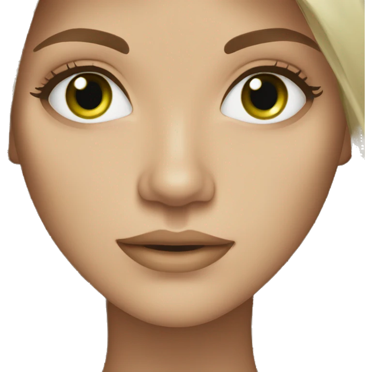 beautiful woman long brown hair green eyes beige skin emoji