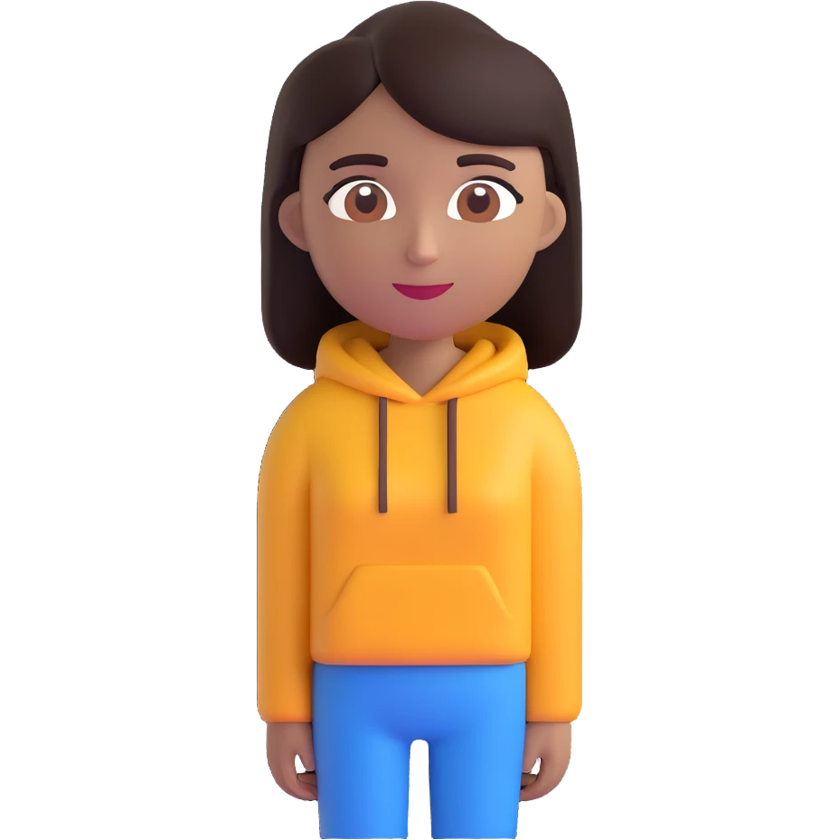 40-year-old woman with straight dark hair and medium skin, 3D emoji style emoji
