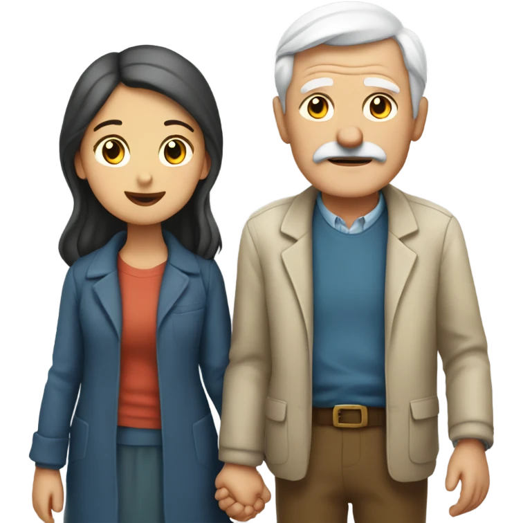 Old man holding hands with younger lady emoji