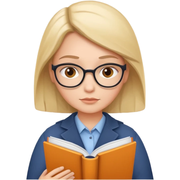 content expert professional person with a book or document, thoughtful expression emoji