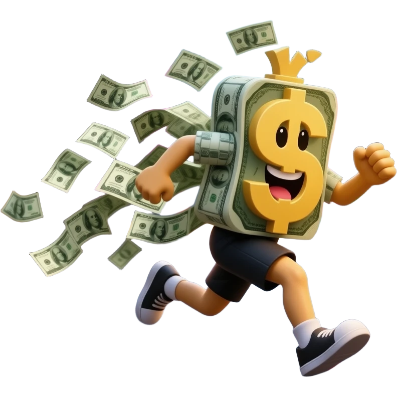 money character is running on the street illustrator style emoji