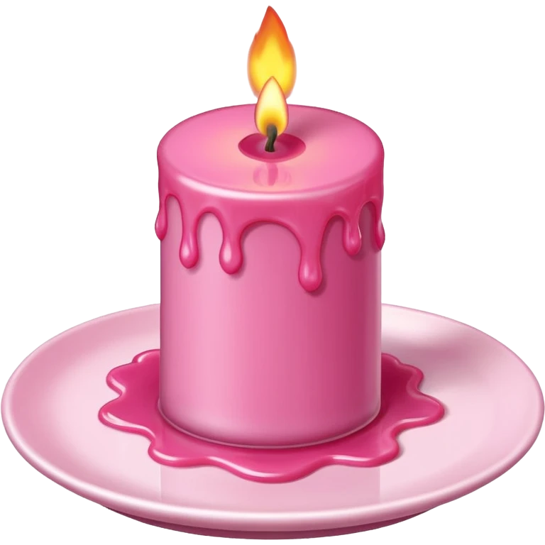 A drawing of a flaming pink candle that could be used on a romantic dinner table. The camera should be isometric at a right angle. emoji