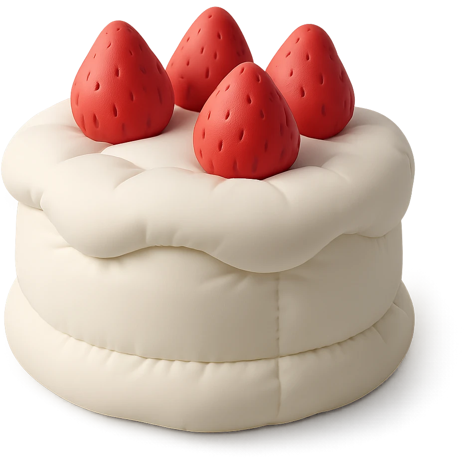 white cake with strawberries on top emoji