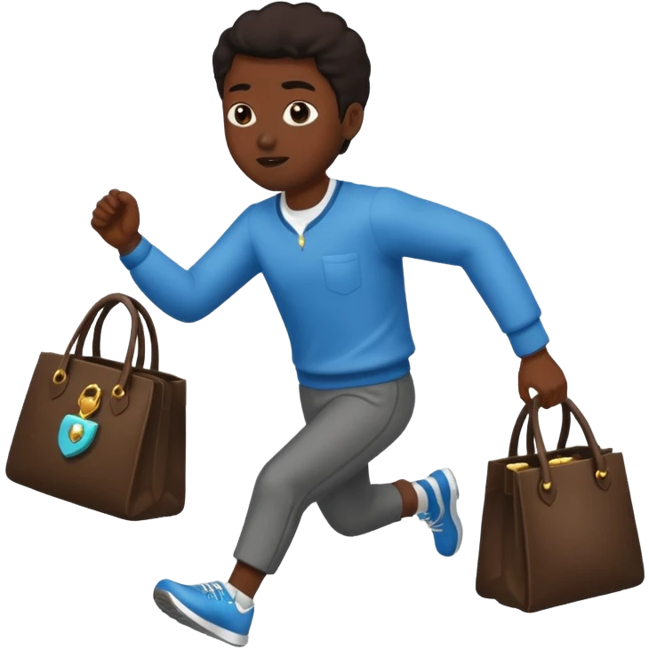 Thief running with stolen jewelry bag emoji