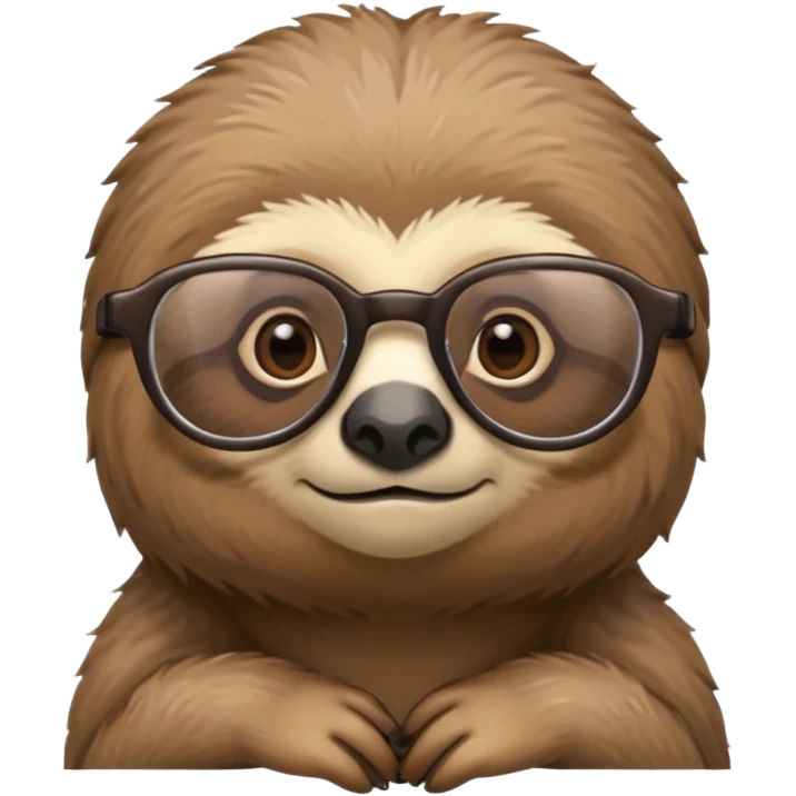 A sloth wearing glasses looking smart emoji