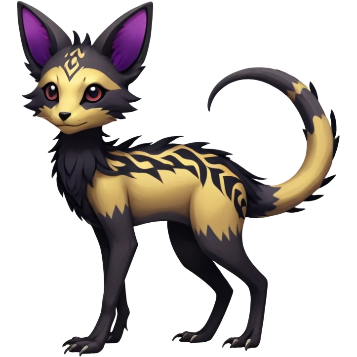 Rare realistic exotic edgy dark gothic gloomy epic pretty beautiful handsome gorgeous aesthetic colorful vibrant Vernid-Trico-species-Fakemon-creature by LiLaiRa, 4 legs, 1 tail, random markings, (full body) emoji