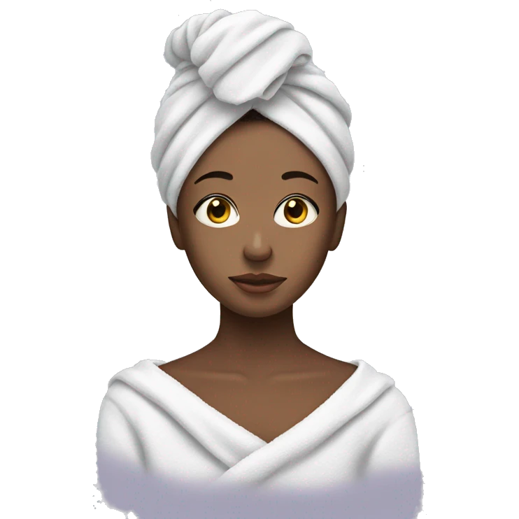 girl with face mask on her face and towel on her hair emoji