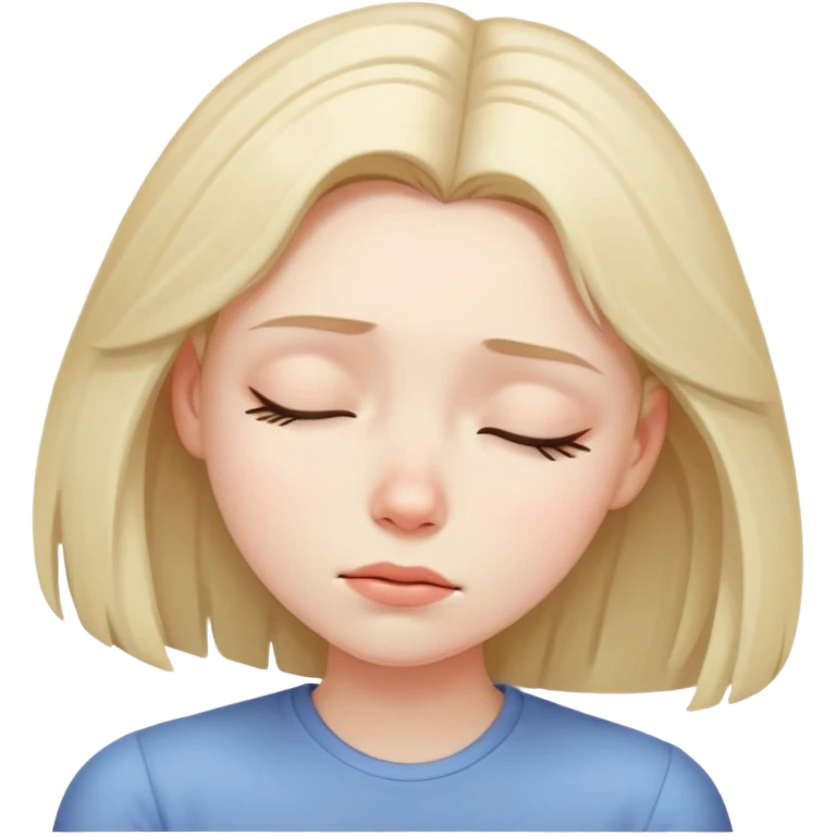 Girl showing sleepiness, pale skin tone, shoulder-length hair emoji