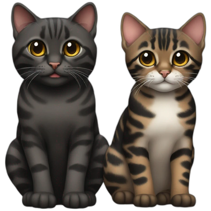 two-cats-bengal-and-cat-black-kitten-together emoji