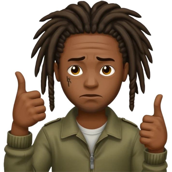 Thumbs down black skinned guys with dreads emoji