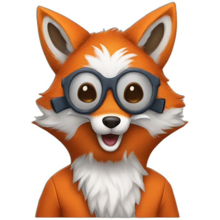 Fox dressed as a buffoon emoji