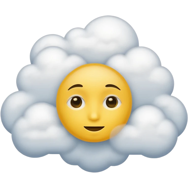 Face in clouds yellow circle and black eyes and remove a mouth and move in a cloud remove a mouth on face emoji
