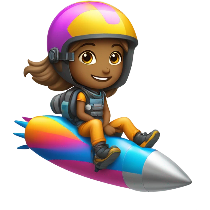 Girl riding a rocket  emoji
