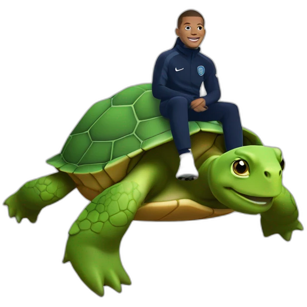Mbappé sur une tortue emoji