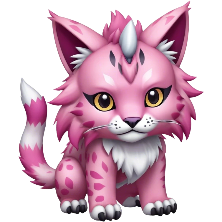 A pink lynx-fakemon-Digimon-creature-hybrid emoji