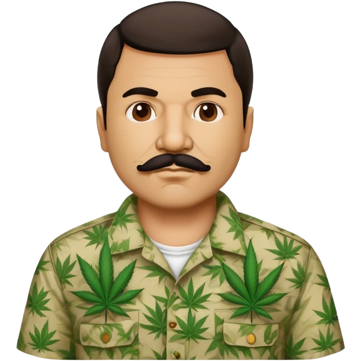 Mexican drug lord El Chapo with mustache and cannabis leaf patterned shirt emoji