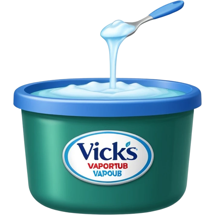 make an emoji of Vicks Vaporub - it should have a dark green lid and a blue tub emoji