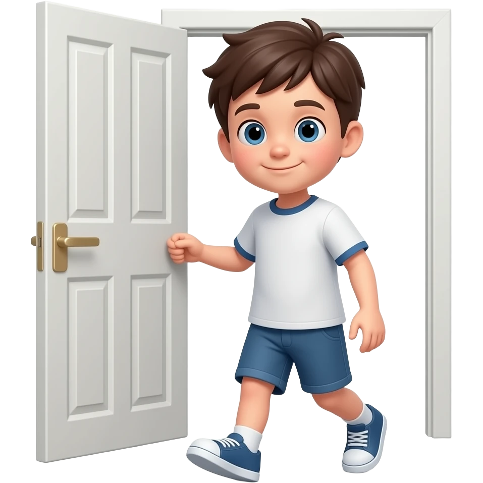 kid walking out the holding door handle emoji