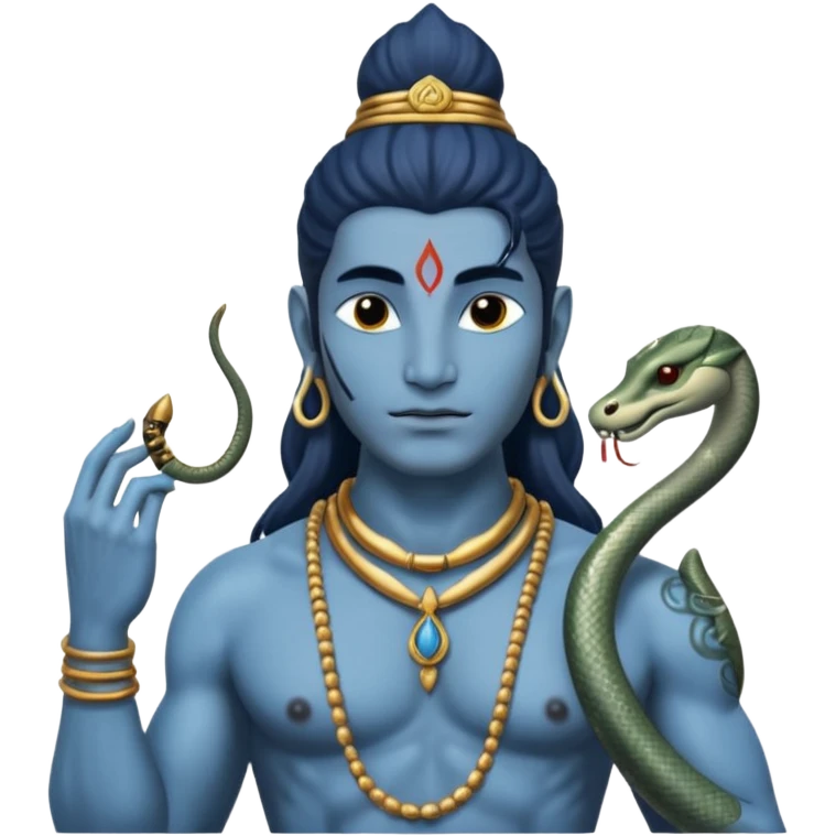 Mahadev real god  shiv not like cartoon  blue body and trishul and and had damru and nack around sanke  emoji