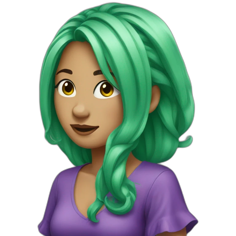 girl-with-green-hair-and-purple-dress emoji