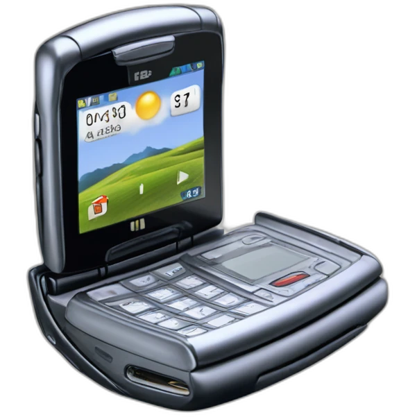 2004 Motorola Razr V3, showcasing the iconic sleek clamshell design no buttons visible emoji